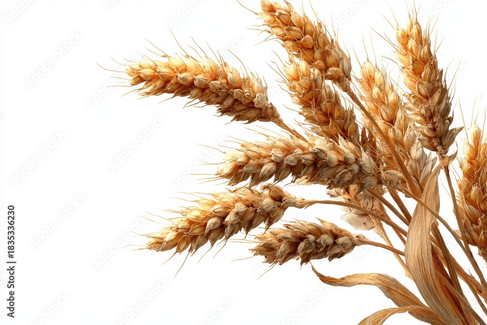 Obraz premium Wheat stalk cluster isolated on white background