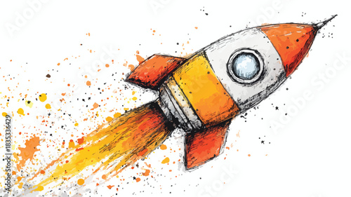 Rocket Drawing with Clear Outline for Creative Projects and Presentations