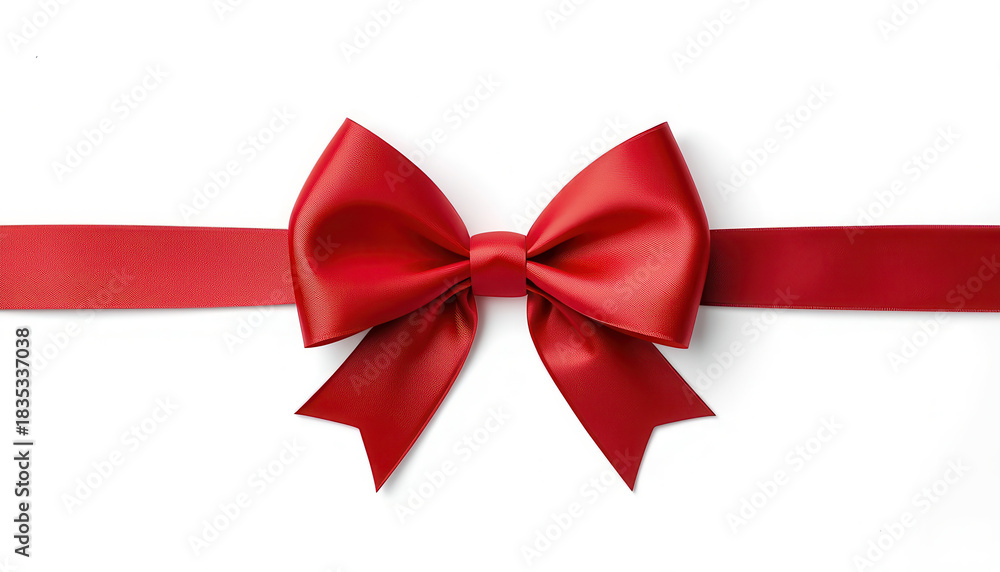 Fototapeta premium Fiocco decorativo rosso isolato su sfondo bianco. Generative AI