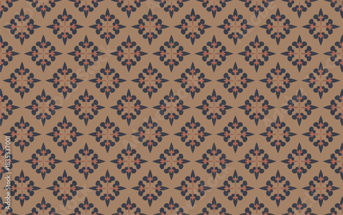 Classic ornate seamless pattern with floral diamond shapes in brown