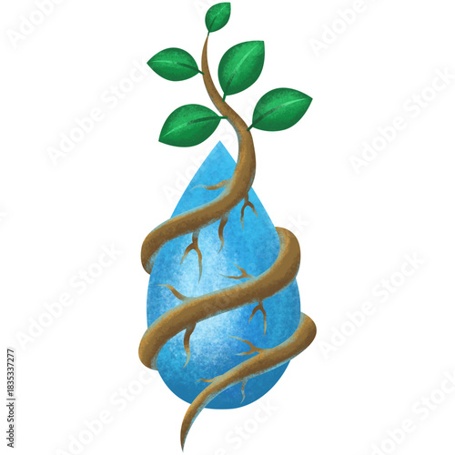 Illustration of plant binding water