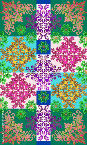 Classic Damask Seamless
Pattern - Vector Illustration for Elegant Textile
Design,Damask,Jacquard loom, Brocade, Satin weave,ethnic, geometric, textile, fabric, motif, retro, 