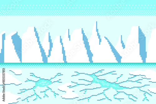 Frost fractures and abstract crystalline geometry on serene white palettes, Winter landscape.