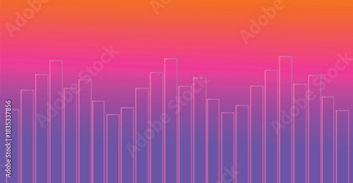 Abstract digital sound equalizer bars on a vibrant gradient background, representing music or audio visualization.