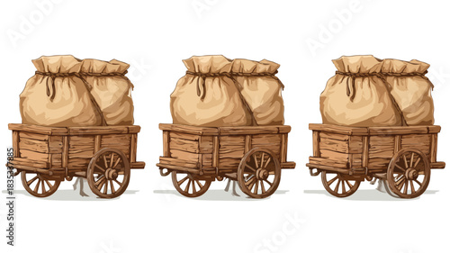 Rustic Wooden Wagon with Brown Paper: Set of Three Professional Images