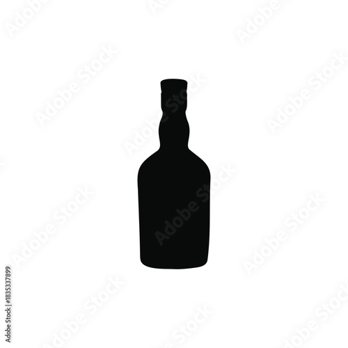 Vintage whisky bottle silhouette vector flat illustration design.