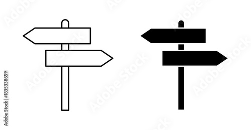 Direction Signboard Icon – Wayfinding Arrow Post Vector