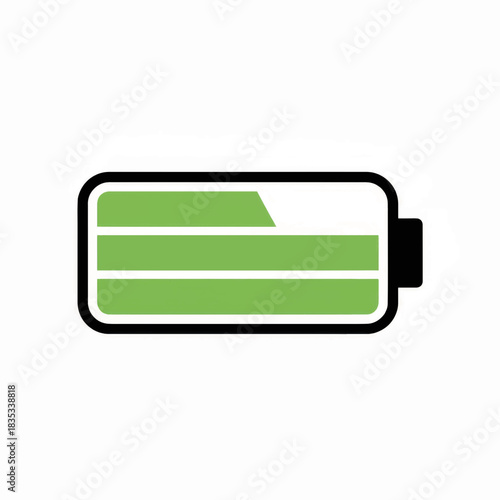Battery level indicator icon. Flat design vector illustration of a power charge symbol. Graphic element for UI and web design isolated on white background