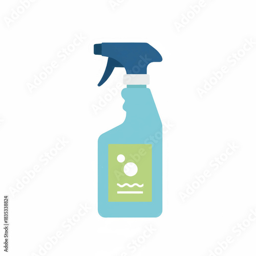 Cleaning spray bottle vector illustration. Flat design icon for household chores and sanitation. Disinfectant product graphic isolated on white background