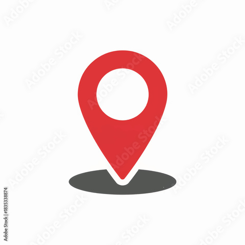 Location pin icon vector. Red map marker symbol for navigation and destination. Flat design graphic element isolated on white background