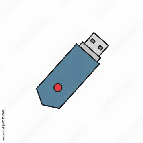 USB flash drive vector icon. Simple flat design illustration of a memory stick. Digital data storage and technology symbol isolated on a white background.