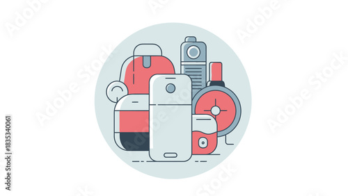 Essential everyday carry items illustration for graphic design use