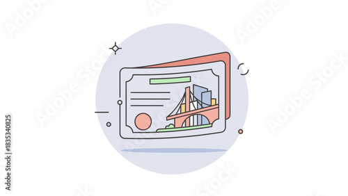 Budget Surplus Illustration with Documents and Briefcase