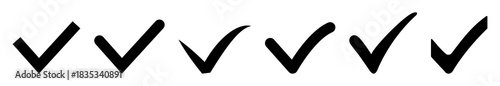 Set of black check mark icon