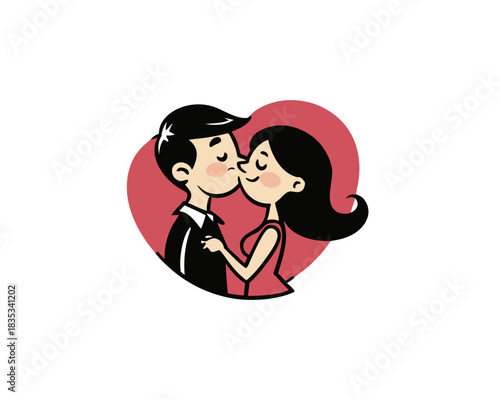 Lovers kissing vector illustration isolated on white background