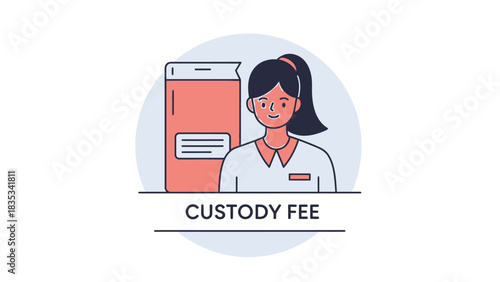 Custody Fee Illustration with Healthcare Worker and Folder