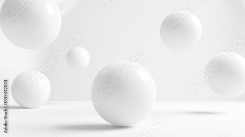 Fototapeta Naklejka Na Ścianę i Meble -  白い球体が浮かぶミニマルな3D背景
