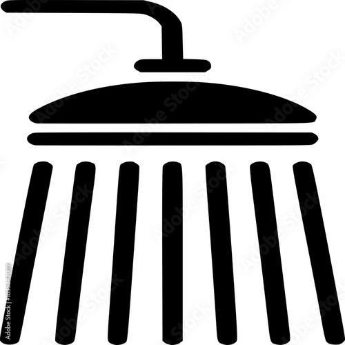 Shower Head Illustration: Depicting a modern shower head releasing streams of water, this illustration embodies concepts of cleansing and revitalization, ideal for themes of hygiene and relaxation.