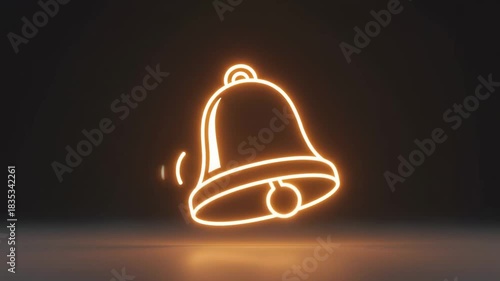 Glowing Bell Icon Animation on Dark Background for Notifications.