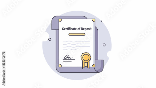 Certificate of Deposit Document Illustration with Golden Seal
