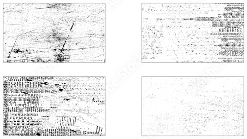 Abstract grunge texture effect set, scratch and dust particle grain on white background. Grunge collection.