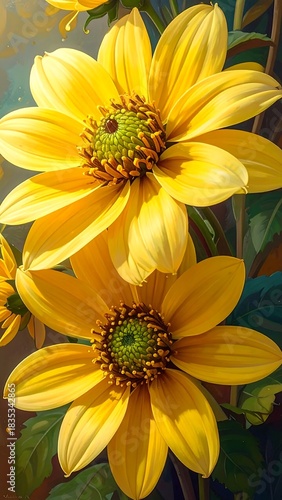 Close-up of vibrant yellow flowers with detailed petals