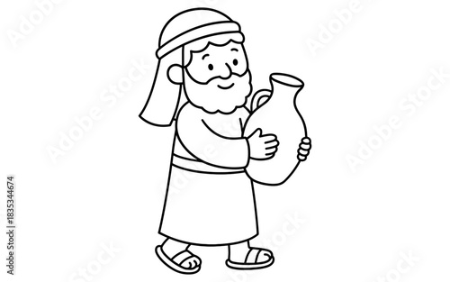 Outline of man carrying vase in biblical robes