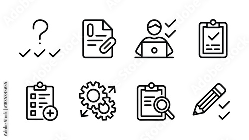 Checklist task management outline icon set