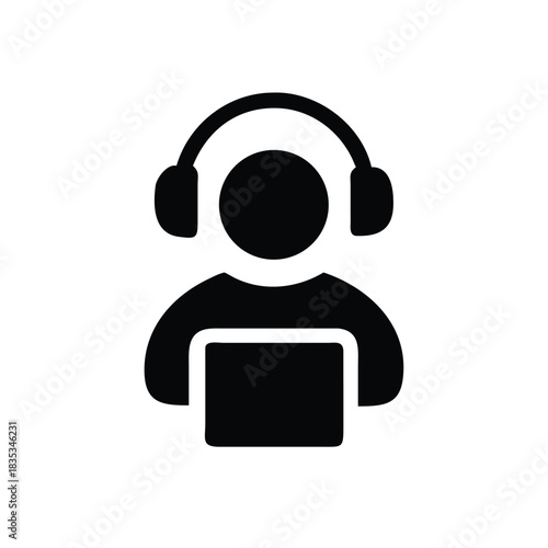 Online Learning Student With Headphones Icon