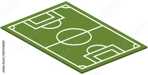 Soccer field top view illustration. Editable Color Vector