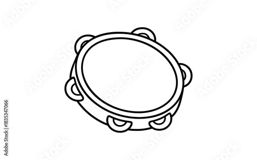 Outline of tambourine with jingles for music enthusiasts and instrument illustrations