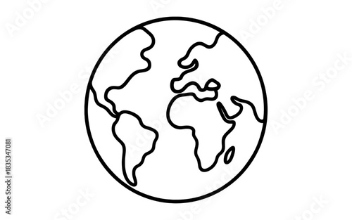 Simple outline world map depicting continents in minimalist style