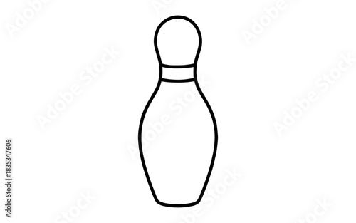 Minimalistic outline of bowling pin on white background