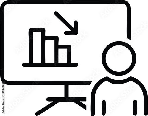 Teacher Presenting On Monitor Education Icon