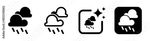 Heavy cloudy rain icon illustration with transparent background showing dark stormy weather in a clean vector style