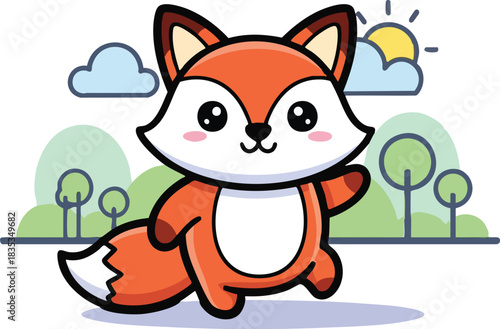 cute fox vector cartoon