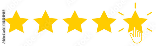 Five yellow stars with clicking hand