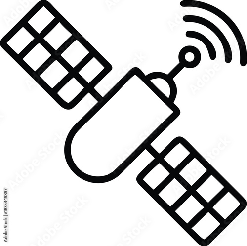 Satellite Orbiting Earth Communication Icon
