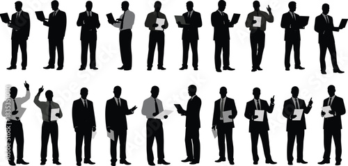 Business silhouettes, corporate professionals, office workers, teamwork, presentation, communication, leadership, technology, strategy, success, meeting, collaboration
