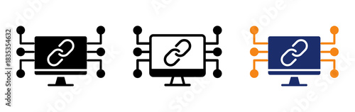 Digital Link Icon Collection Glyph & Mixed Style 