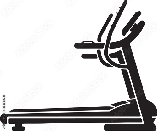 Treadmill fitness exercise equipment vector icon illustration black silhouette on white background