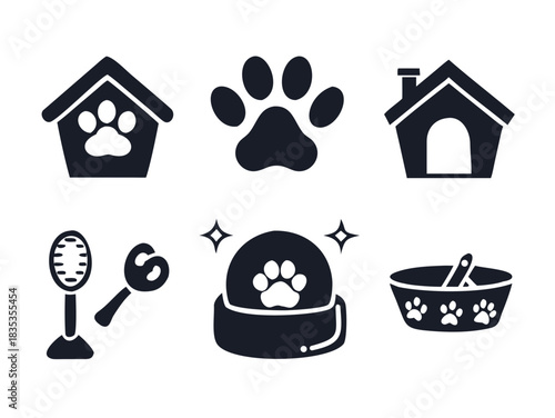 Collection of cute dog and cat pet care icons