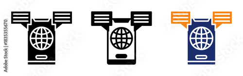 Online Message Icon Collection Glyph & Mixed Style 