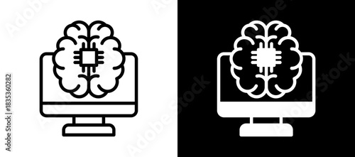 Brain-Computer Interface whiteblack icon