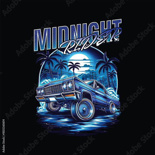 modern car t shirt design with sunset