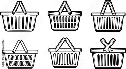 Shopping basket market retail store grocery commerce purchase buy sale icon