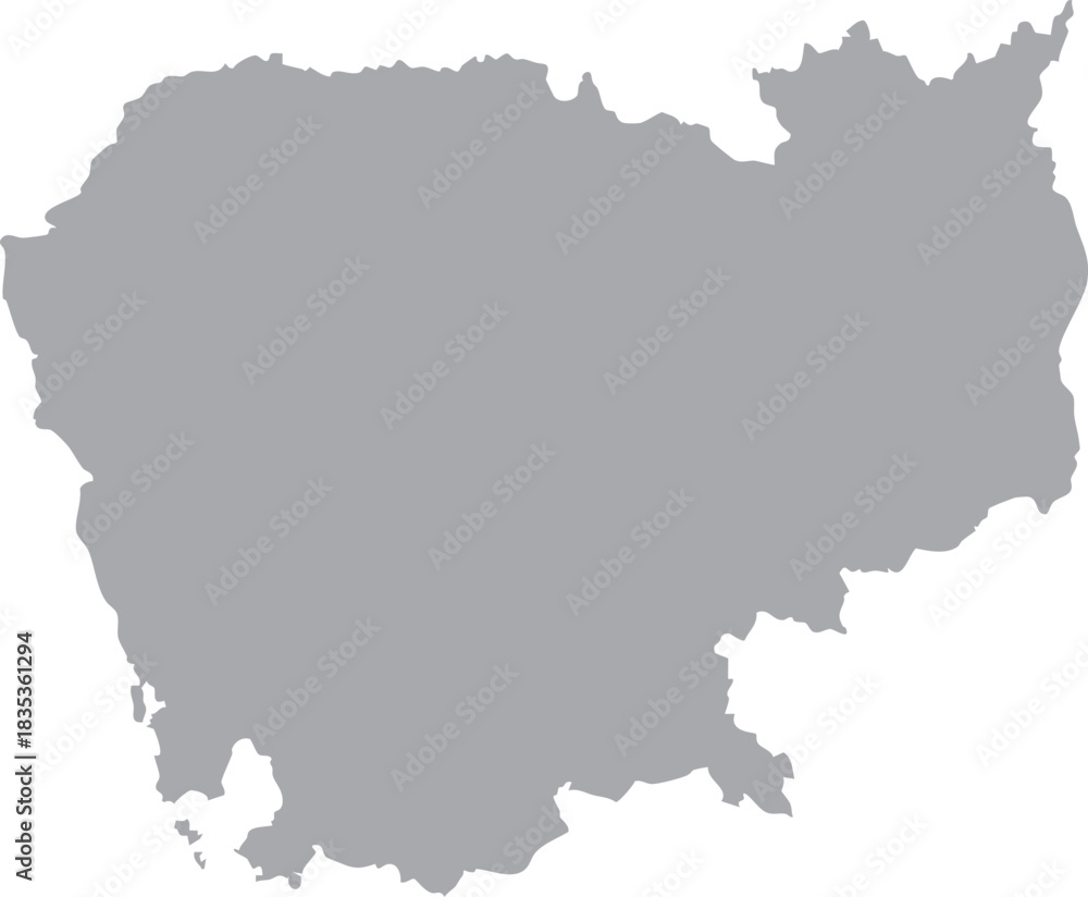 Fototapeta premium Cambodia Map Isolated Silhouette Grey Vector Map Editable
