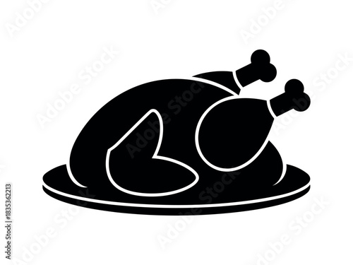 Roasted chicken icon isolated on transparent background, Vector