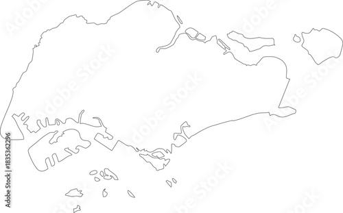 Singapore Map Isolated Outline Stroke Vector Map Editable
