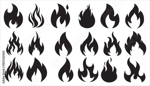 Collection Of Black Flame Icon Designs